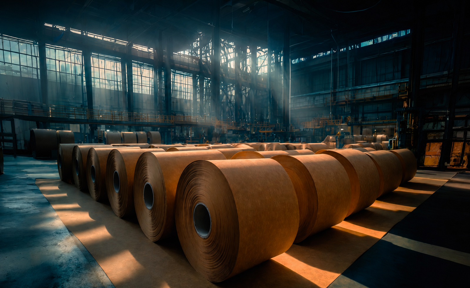 ACES Inc. packaging facility with kraft paper rolls